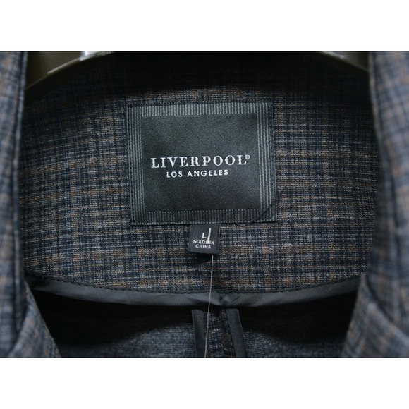 LIVERPOOL Blazer Fitted Suit Jacket Women Size L Plaid Brown Black NWT - Picture 3 of 14